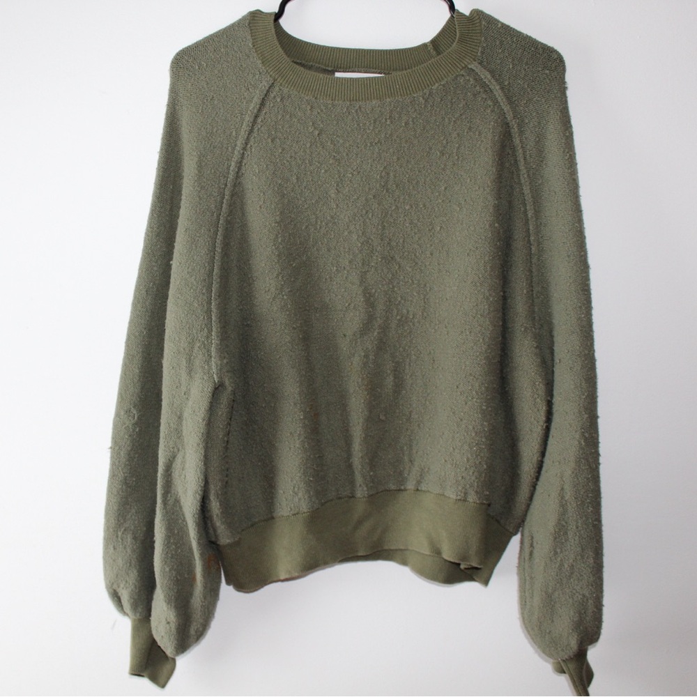 Pink Lily Sage Green Crew Neck Sweater